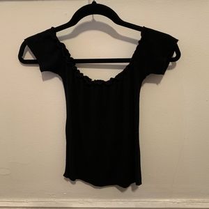 Brandy Melville black ribbed off the shoulder top